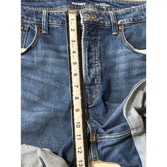 Old Navy High Rise OG Straight Jean Shorts Women 16 Blue Denim Cuffed - Picture 7 of 9